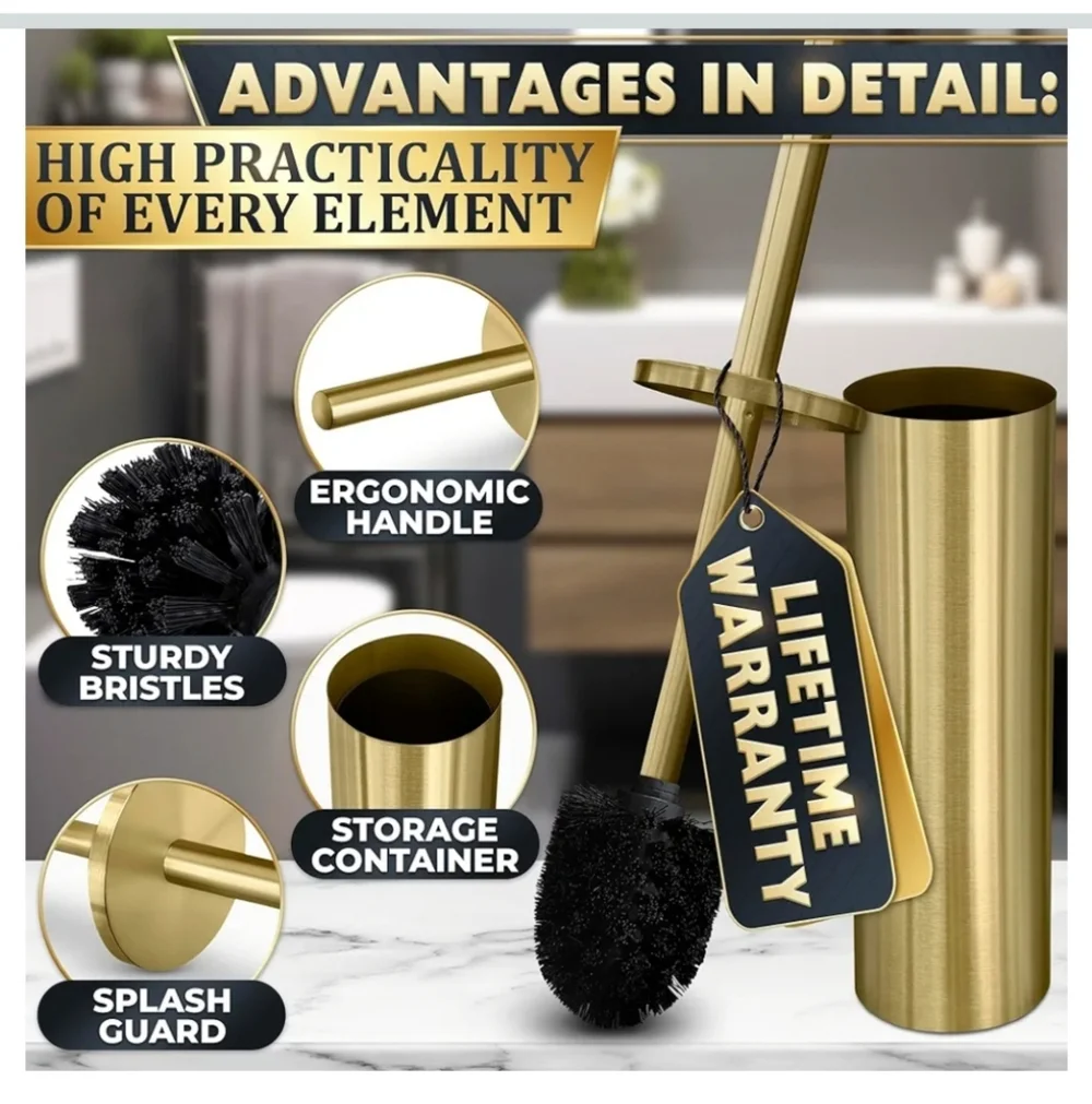 Gold Toilet Brush Set